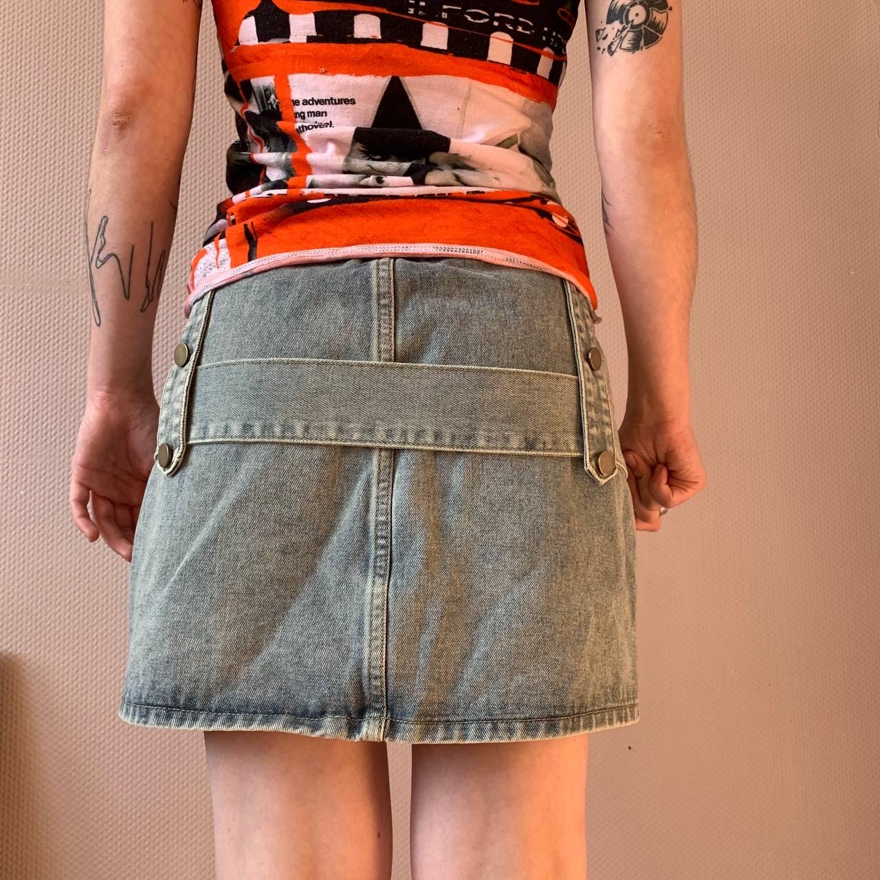 Vintage Y2k Faded Denim Skirt With Shorts and Belt - Etsy