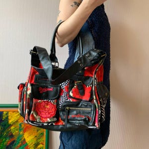 Artistic Supercomfy Large Desigual Floral Patchwork Multipocket Handbag Boho Statement Piece
