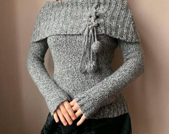 L. L. Bean Pull Hommes Gr. XL Vintage Pull Tricot Gris Moucheté 3679