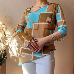 Vintage Intimissimi Mesh Geometric Top | Asymmetrical Y2K Retro 