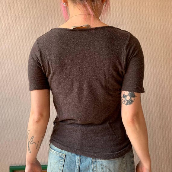 Cache Cache Brown Short Sleeve Top: Y2K Minimalis… - image 5