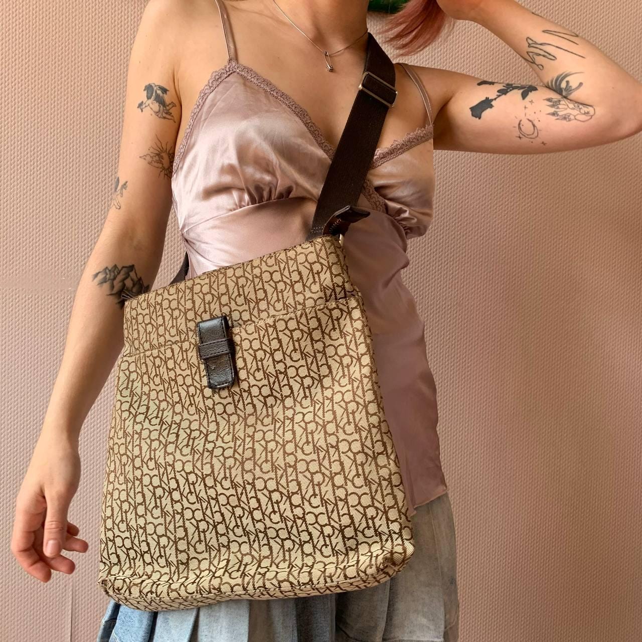 Rare Calvin Klein CK Monogram Shoulder and Cross Body Bag - Etsy 
