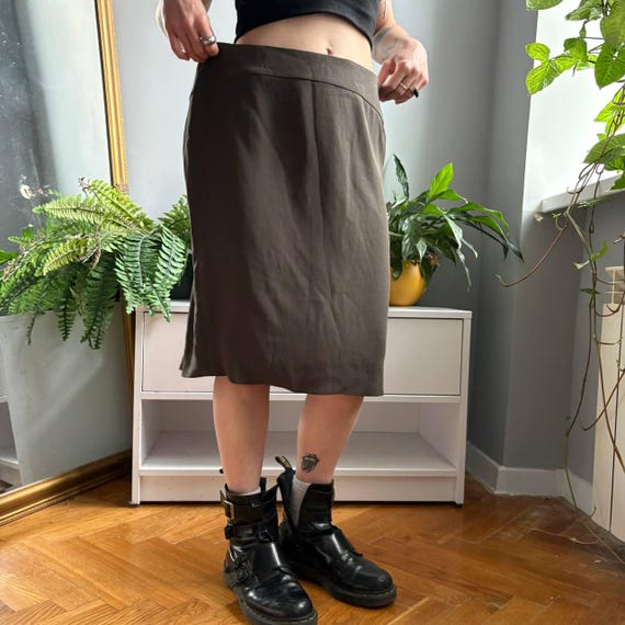 Armani Collezioni, Armani Collezioni Midi Skirt Made In Italy A Line Lined 90s Minimalist Quiet Luxury Office Siren Archive IT 44 Size M