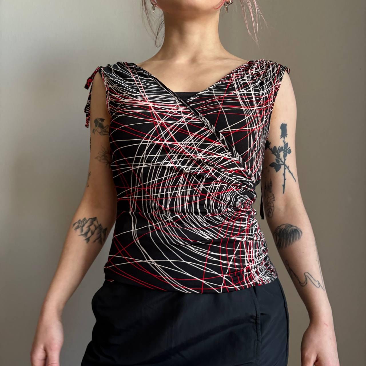 Y2K Abstract Wrap Top Pilot Graphic Cyber Clubwear Blouse - Etsy