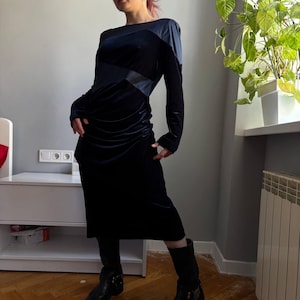 slim fit dress slacks Velvet Gothic Gradient Dress with Adjustable Drawstring main image 1