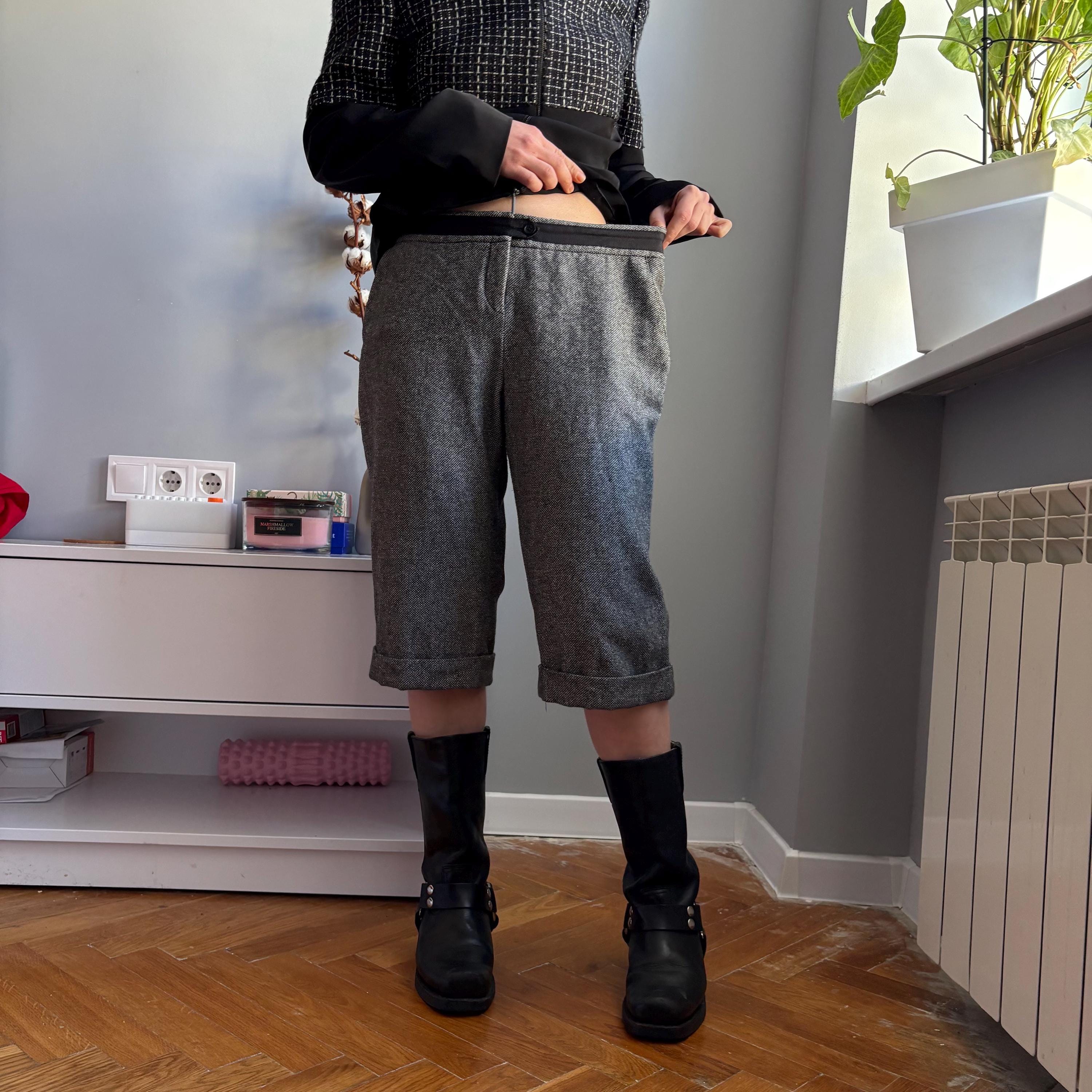 Vintage Kookai Wool Blend Tweed Capri Trousers – Y2K Low Rise