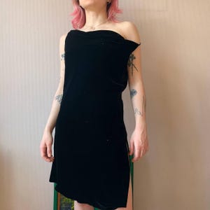 Superbe robe de cocktail de soirée gothique en soie mélangée en velours vtg y2k