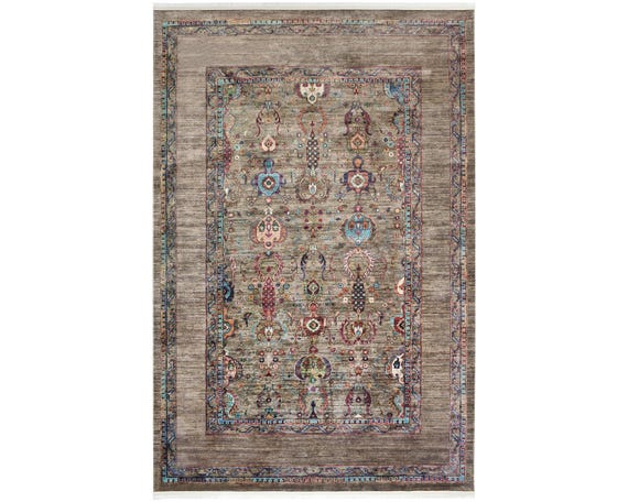 Antique Olive Vintage Traditional Rug For Living Room / Bedroom Washable Area Rug Traditional Turkish Carpet Decorative Home Decor Gift