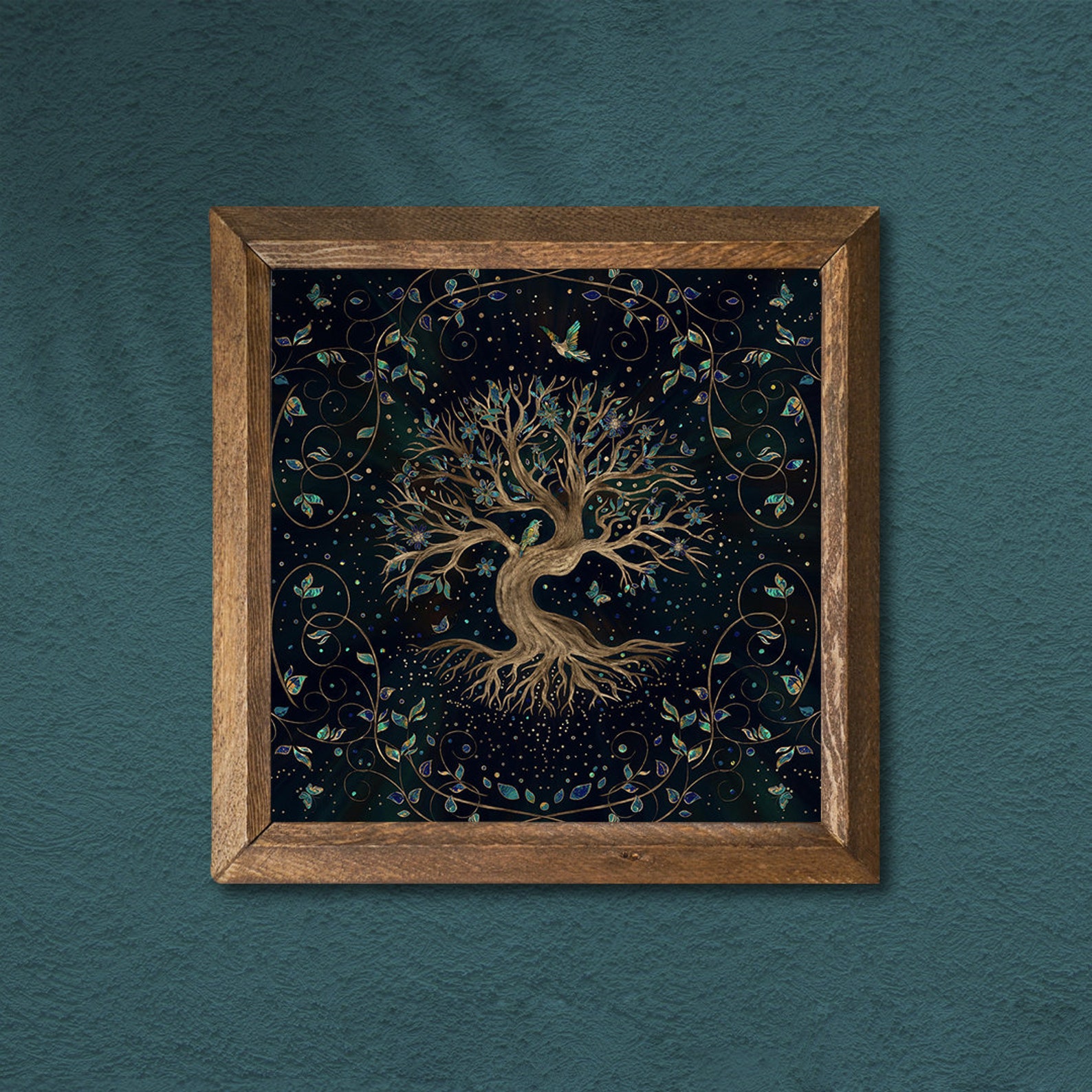 Tree of Life Natural Stone Wall Art Natural Handmade Wooden Framed Wall