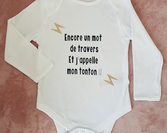 Gepersonaliseerde bodysuit met zin "als moeder nee zegt, vraag ik" oom, tante... »