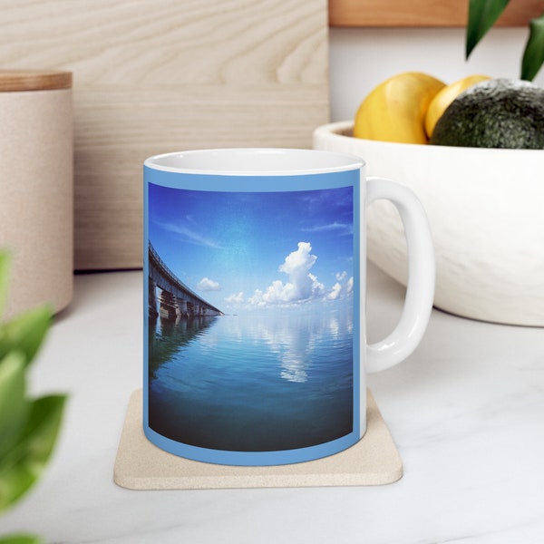 Old Seven Mile Bridge in Marathon Florida Keys, Coffee Mug, Gift for Travelers, Scenic Vacation Souvenir, Original Photographic Image