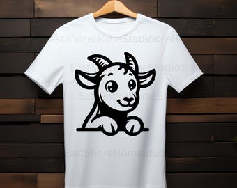 Cabra Espiando SVG | Clipart Engraçado de Animal de Fazenda Fofo | Arquivos de Corte de Silhueta Cricut | Gráfico Vetorial | Instantâneo | Download Digital