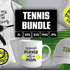 Tennis SVG Bundle | Leopard Tennis Mom PNG Clipart | Racket Quotes SVG | Cricut Mug Tote Hat Shirt Design | Digital Download