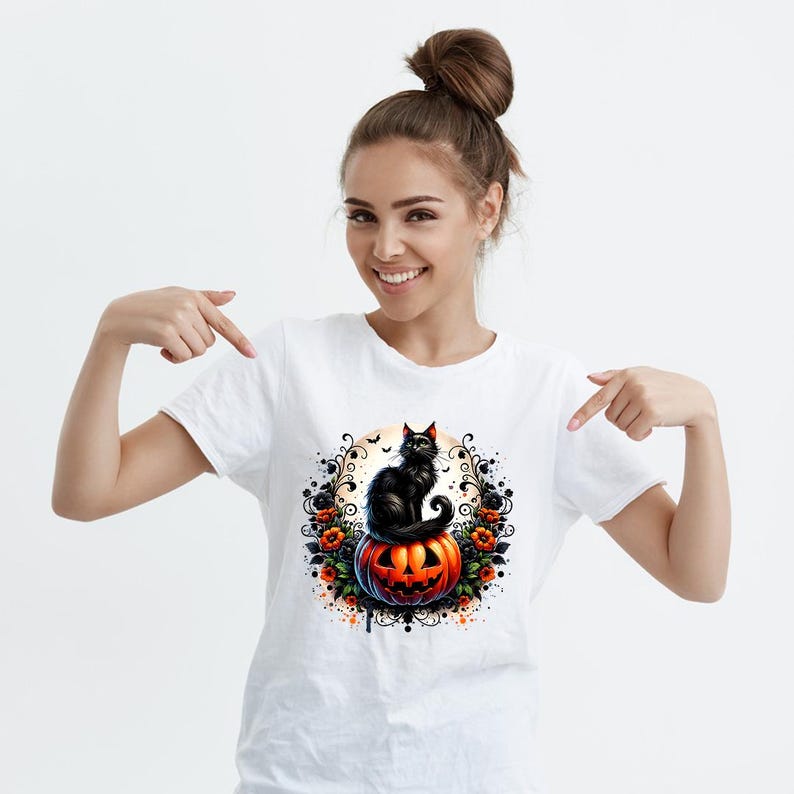 Black Cat With Jack O Lantern PNG Clipart – Halloween Cat Digital ...