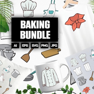 72 Baking Svg Designs Bundle | Bakery Clipart for Cricut, Silhouette, POD Projects | Kitchen Svg Png Digital Download for Crafts & T-Shirts