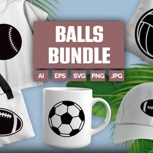 Sports Balls Svg Bundle | Basketball, Soccer, Volleyball, Baseball, Football Svg Png Eps Dxf | Digital Clipart For Cricut & Silhouette