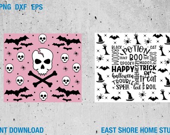 Halloween Tumbler Wrap Bundle | 20 oz Skinny Tumbler Sublimation Designs | Spooky, Pumpkin, Ghost, Witch, Horror Wraps | PNG SVG EPS Files