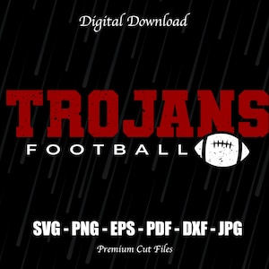 Trojans Football SVG, Grunge Trojans Mascot Cut File, School Spirit Football Design, Trojans Pride SVG PNG Clipart for Cricut and Silhouette
