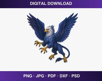 PNG Grifone Celeste, Clipart Grifone Galattico, Design di Sublimazione Creatura Mitica Fantasy, Download Digitale Grifone Cosmico, Animale Mistico
