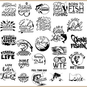 25 Fishing SVG Bundle | Fishing Designs for T-Shirts, POD, Merch | Fishing Clipart, PNG, Eps | Cricut Cut Files | Digital Craft Designs