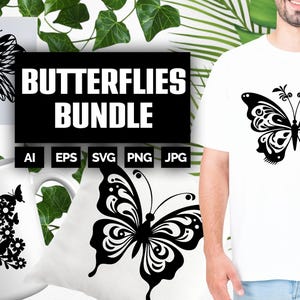Layered Butterfly Svg Bundle – Floral Wing Clipart and Cut Files for Cricut and Silhouette – Includes Png, Svg, Ai, Eps, Pdf Files