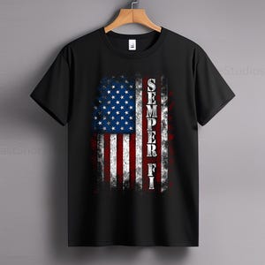 Semper Fi American Flag PNG Bundle | USMC Patriotic Designs for Light & Dark Shirts | Marine Corps Sublimation | Instant Download