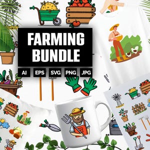 54 Farming SVG Designs Bundle | Agriculture Clipart for Cricut, Silhouette & POD | Tractor, Barn, Farm Animal Svg Png Eps Digital Download
