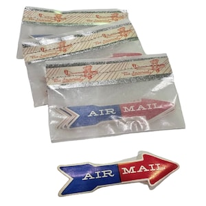 10pcs AIRMAIL ARROW LABELS 2-1/2&quot; Vintage Gummed Seals Mailing Stickers In Glassine Envelope Junk Journal Letter Writer Gift