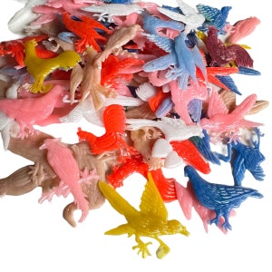 25pcs TINY MIXED BIRDS 1&quot; Vintage Flat Bird Miniatures Vending Machine Prizes Assorted Styles Mixed Lot