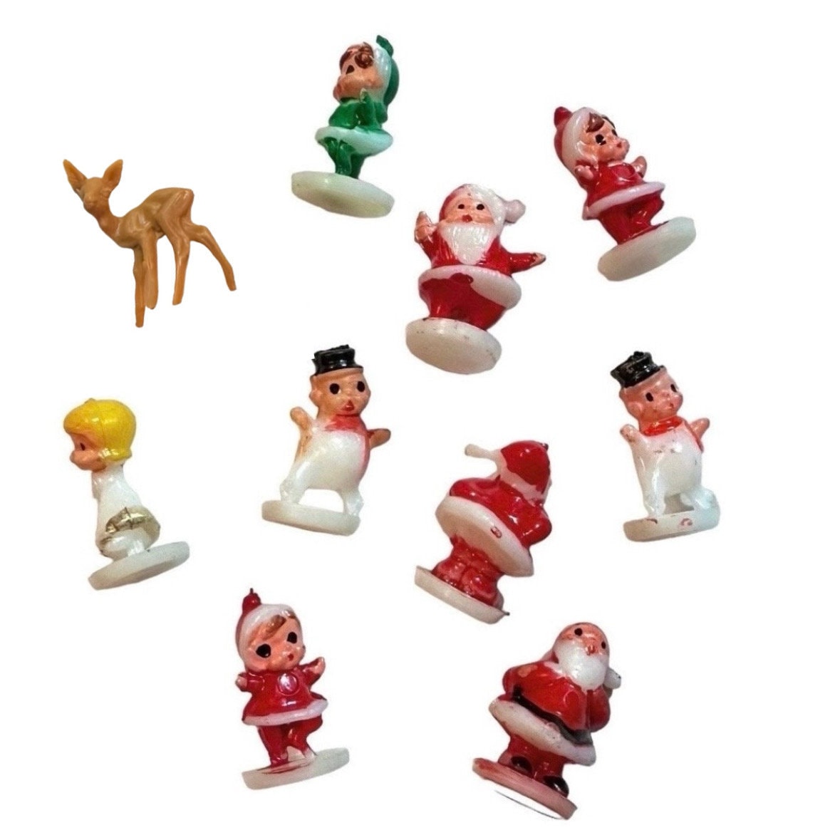 TINY CHRISTMAS FIGURES 5 8 Choose Your Mix Vintage Deer Pixie Elf