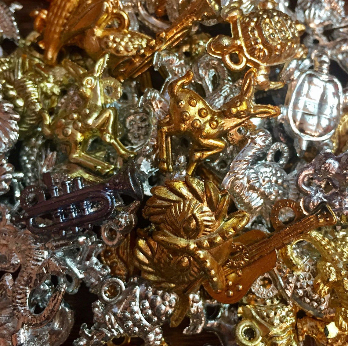15pcs VINTAGE PLASTIC CHARMS Metallic Finishes Super Rare Mix Etsy