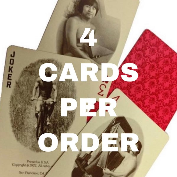 4pcs CHEESY MALE NUDES 1970s Vintage Single Swap Playing Cards Mature