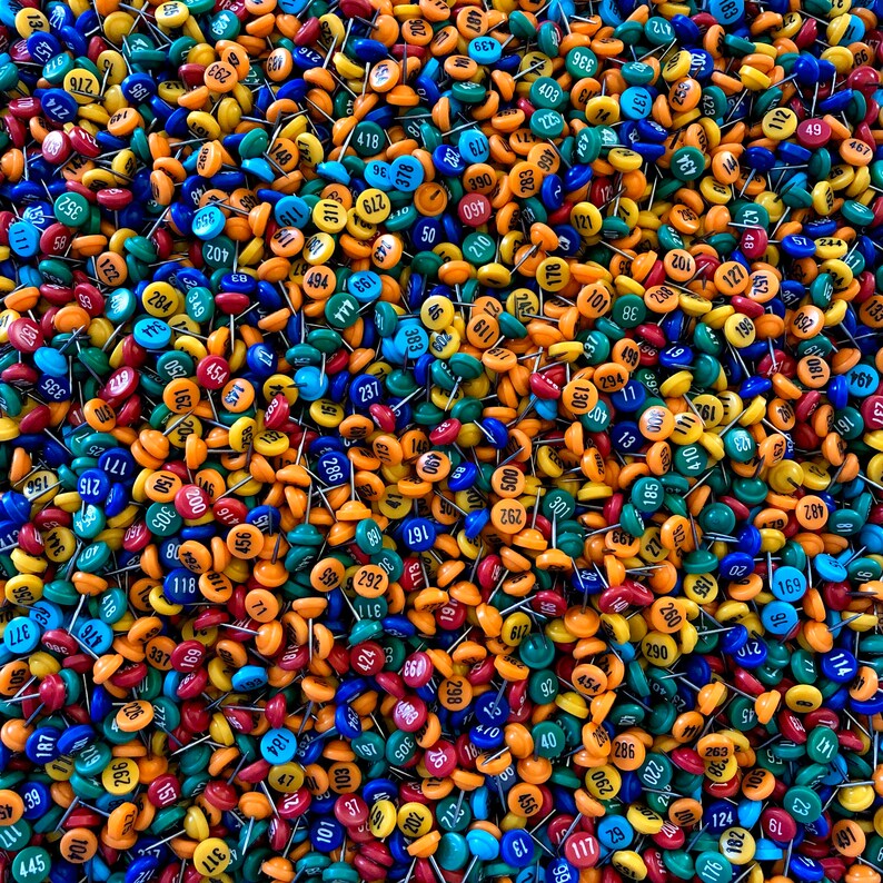 NUMBERED MAP TACKS 5pcs Vintage 1960s Push Pins Retro Office Etsy