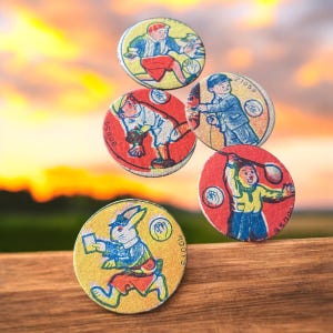 1pc JAPANESE MENKO MAGNET Vintage Litho Print Cardboard Disc Your Pick