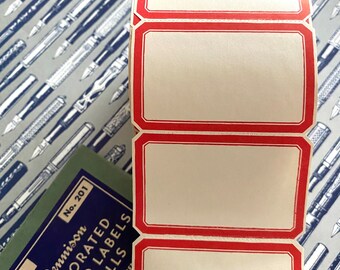 DENNISON LARGE LABELS 2-5/8&quot; Vintage Gummed Bordered Seals Old Stock Blank Stickers Size No. 201
