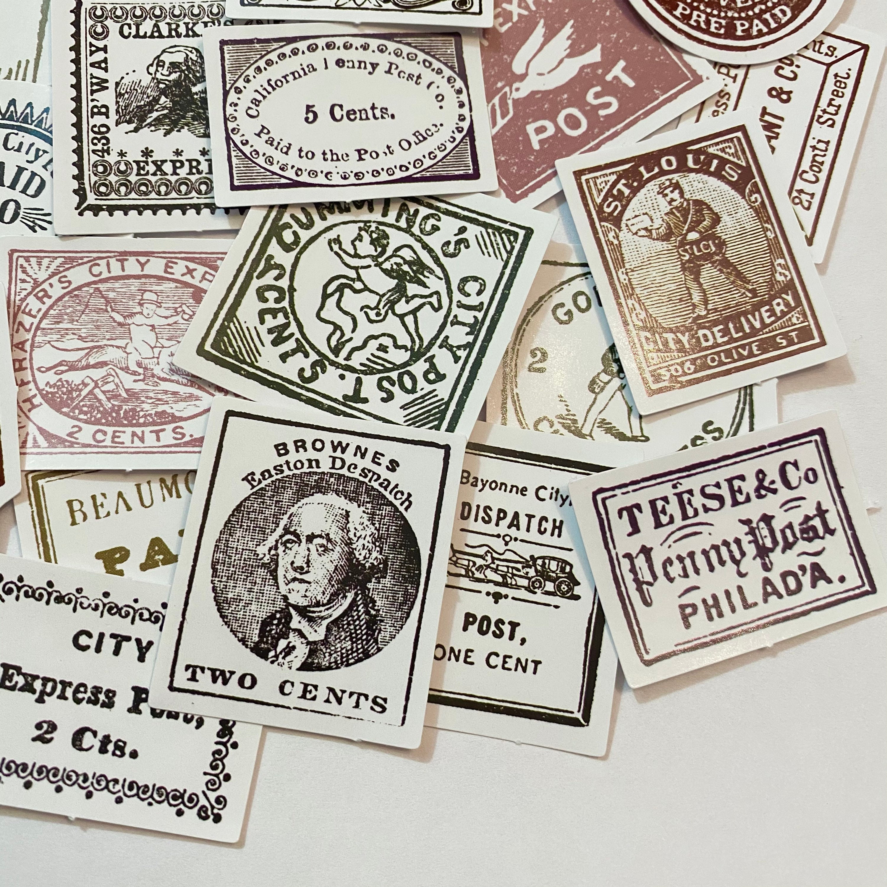 20pcs ANTIQUE STYLE POSTAGE Stickers Vintage Reproduction Etsy
