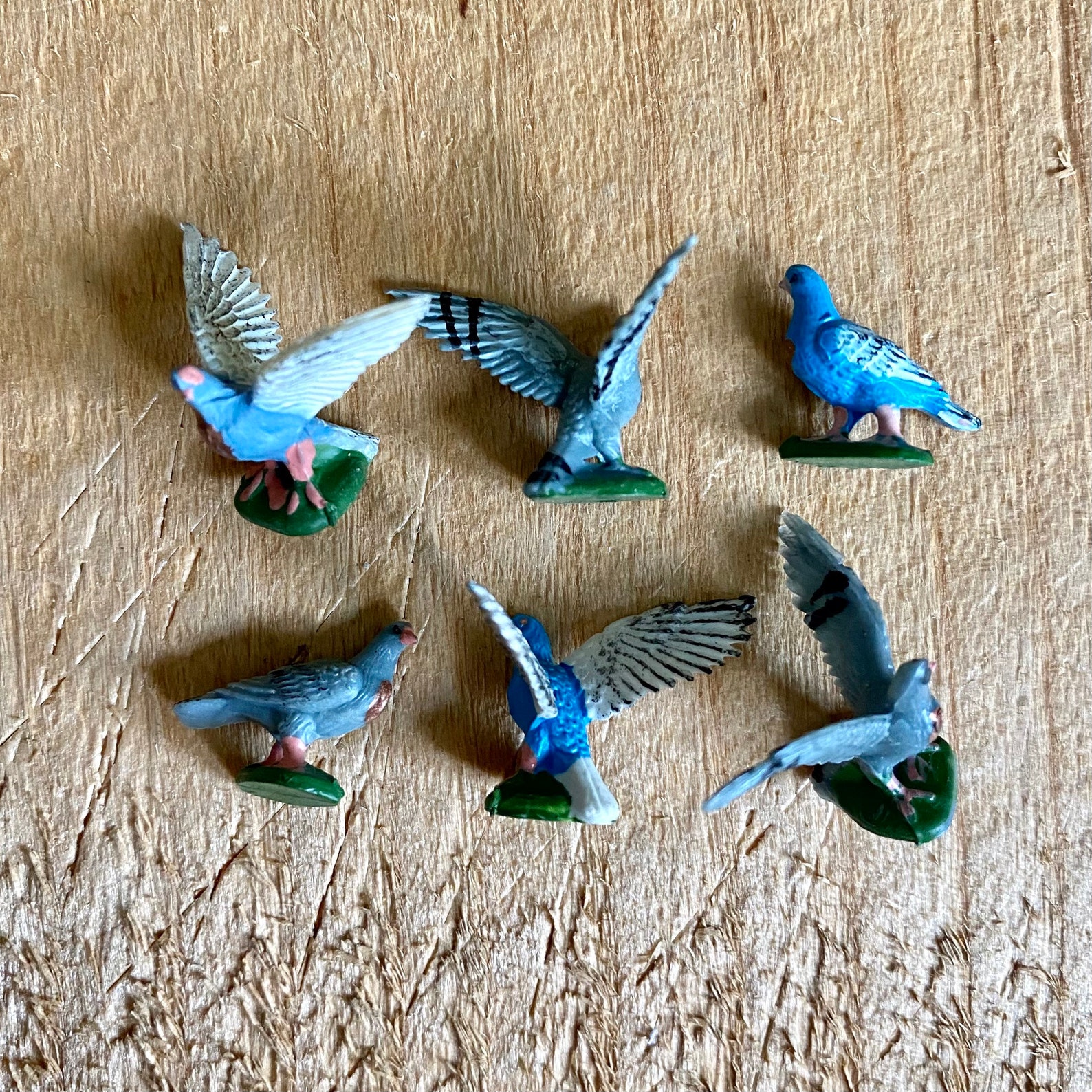 6pcs TINY PLASTIC BIRDS Vintage Miniature Figurines Pigeons Etsy