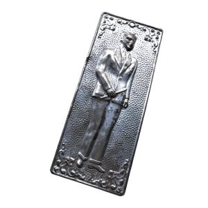 MAN EX VOTO 4-1/2" Vintage Greek Tamata Religious Amulet Father Teacher Chipped Patina Plaque