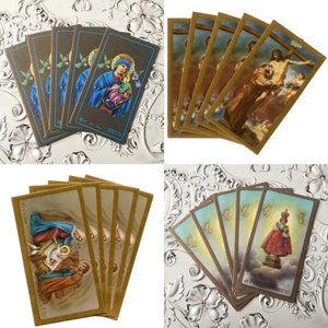 2 pcs CARTES DE PRIÈRE CATHOLIQUE 2-3/4" vintage Notre-Dame du Perpétuel Secours Saint François Infant de Prague Sainte Famille Italie Votre choix
