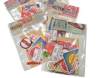 20pcs MINIATURE LUGGAGE LABELS Vintage Tiny Antique Seals Steamer + Hotel Travel Destinations Authentic Ephemera Pack