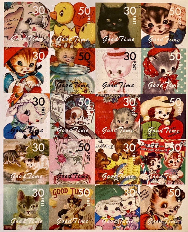20pcs POSTAGE STAMP STICKERS Vintage Style Nostalgic Animals Etsy