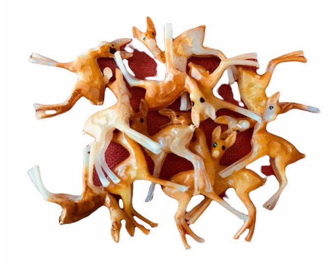 ⱽᴵᴺᵀᴬᴳᴱ 1dz MINIATURE PLASTIC DEER Vintage Mini Crafting Figurines