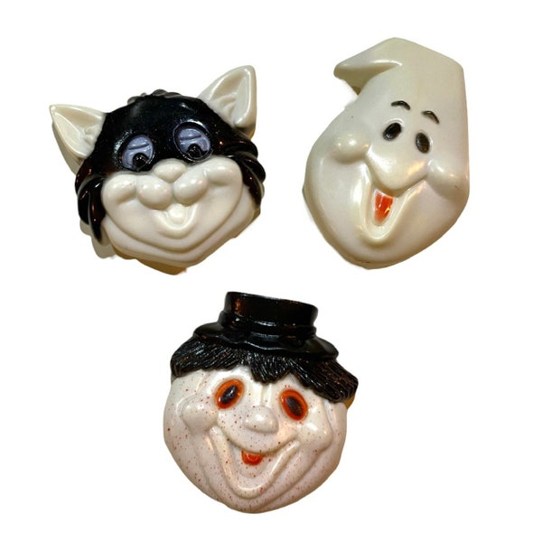 3 pcs CLIQUE DE JOUETS HALLOWEEN vintage Bruiteurs Chat Fantôme Épouvantail Cadeaux De Fête Jouets Miniatures Lot