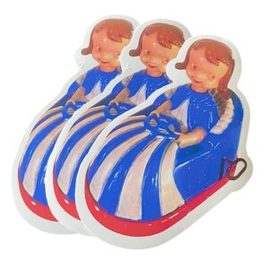 3 stücke VINTAGE SPIELZEUG STICKER 5,1 cm Autoscooter Stanzsiegel Retro Karneval Etiketten Exklusives Design