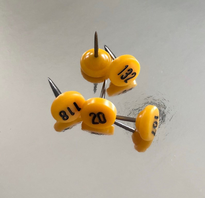 NUMBERED MAP TACKS 5pcs Vintage 1960s Push Pins Retro Office Etsy