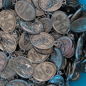 6pcs SAINT JUDE MEDALLIONS Vintage Religious Medals Worn Distressed Imperfect Jewelry Charms Pendants Impossible Causes Bulk Lot