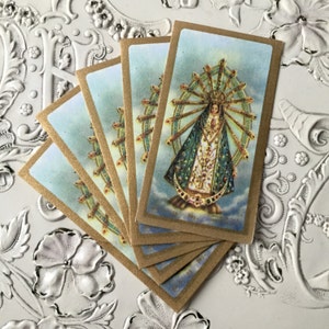 2 pcs VIERGE MARIE Immaculée 2-3/4" cartes de prière vintage miniatures