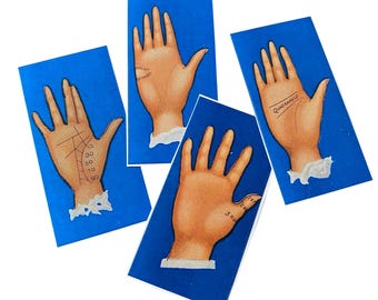 8pcs PALM READING STICKERS 2-3/8" Vintage Fortune Telling Set Exclusive Design Halloween