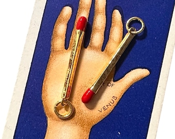 1pc TINY MATCH CHARM 7/8" Match Stick Miniature Pendant Enamel Tip Lucky Jewelry Top Quality
