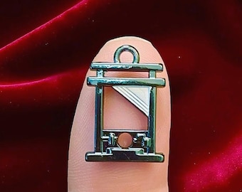 1pc TINY GUILLOTINE CHARM .5" Gothic Pendant Miniature Halloween Jewelry Gunmetal Finish